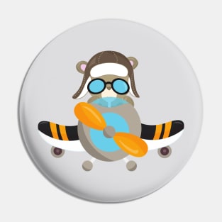 Aviator Bear, Pilot Bear, Airplane, Cute Bear Pin