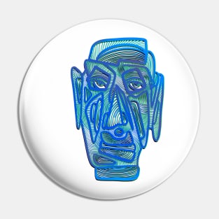 Abstract Face #8 - blue version Pin