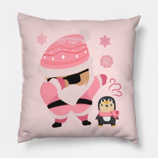 Pink Santa Claus Dabbing Through The Snow Pillow