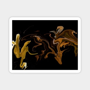 Gold to Copper  - Digital Liquid Paint Swirls Magnet