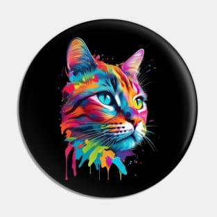 Cute colorful Cat great gift for cat lovers and pet enthusiasts Pin