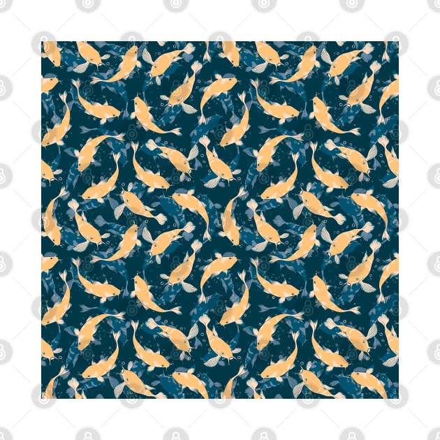 Yellow and Blue Koi Fish Pattern by TMBTM