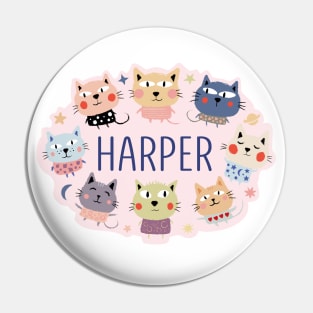 Harper name with cartoon cats Pin