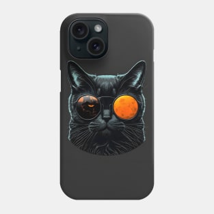Funny Black Cat with Broken Sunglasses Phone Case