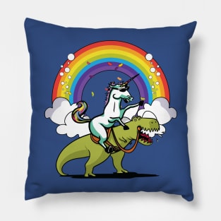 Unicorn Riding T-Rex 1 Pillow