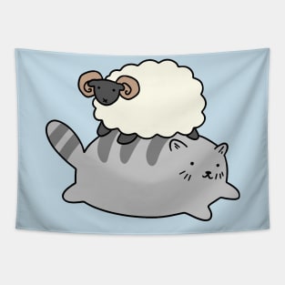 Cat and Little Ram Tapestry