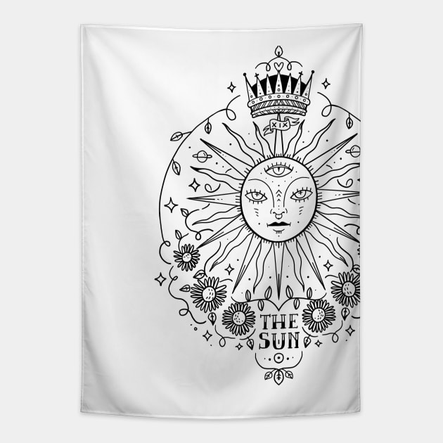 The Sun tarot card Tapestry by Paolavk