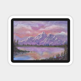 Mountain Glory Sunrise Landscape Painting Magnet