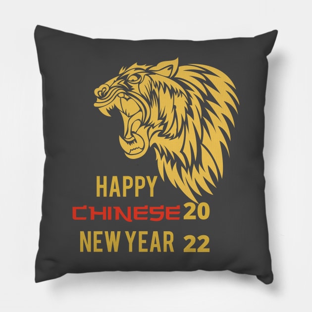 Happy Chinese New Year 2022 Year of The Tiger Zodiac Tiger Pillow by NessYou