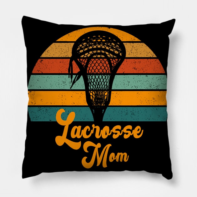 Vintage Lacrosse Mom Retro Sunset Pillow by tropicalteesshop