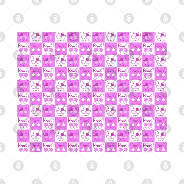 Frenchies with Glasses Pattern Pink by LotusArtStudio