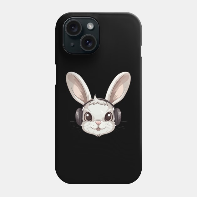 Rabbit With Headphones Phone Case by ORENOB