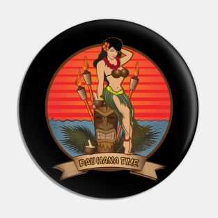 Hula Girl Pau Hana Time Pin