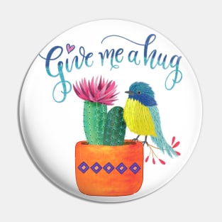 Cactus and bird Pin