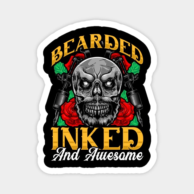 Bearded Inked And Awesome Funny Tattooed Dad Magnet by theperfectpresents