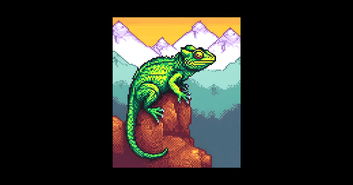Chameleon, Pixel Art - Chameleon Pixel Art Lover - Sticker | TeePublic