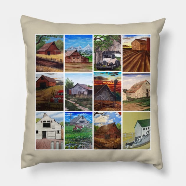 Barns at the Farm Pillow by Matt Starr Fine Art