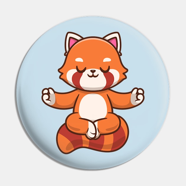 Cute Red Panda Meditating Yoga Cartoon Pin by Catalyst Labs