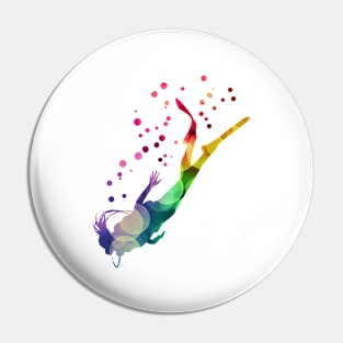 Scuba Diving Girl Colorful Pin