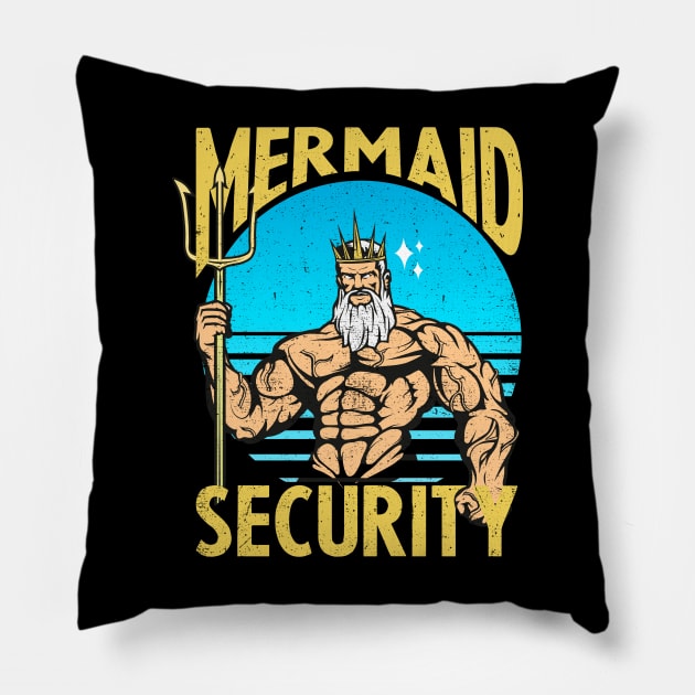 mermaid security - funny merman and mermaid dad Pillow by savage land 