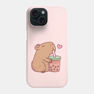 Cute Capybara Loves Bubble Tea Phone Case