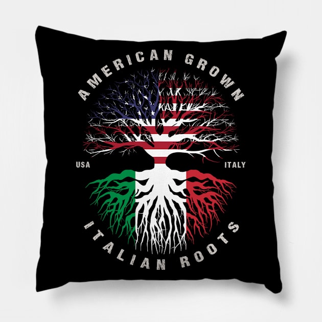 American Grown Italian Roots Italy Flag Pillow by heart teeshirt