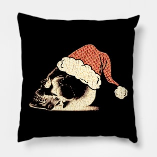 Christmas Skull With Xmas Hat Pillow