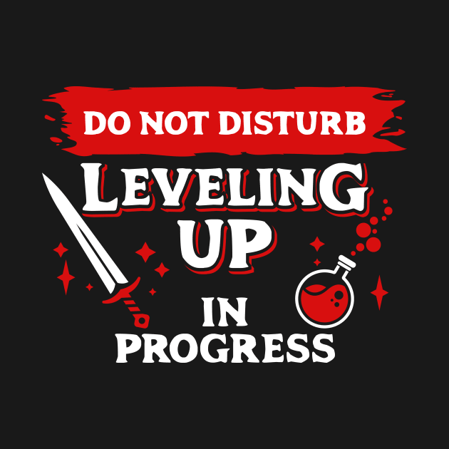 Do Not Disturb Leveling Up In Progress Light Red Label by Wolfkin Design