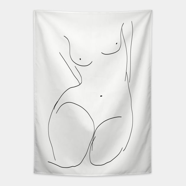 Picasso Line Art - Female body Tapestry by shamila