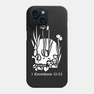 Skull with flowers 1 Corinthians 15:55 Phone Case