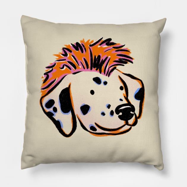 Dalmatian Dog Mohawk Pillow by Megan Roy