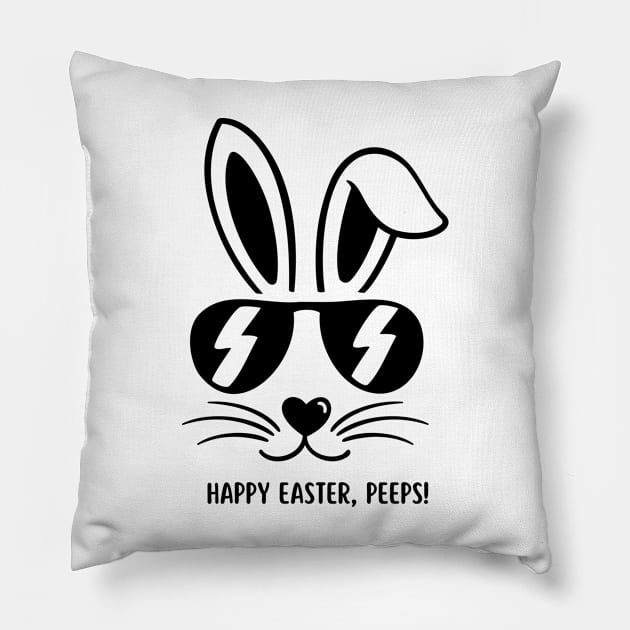 Happy Easter, Peeps. Cool Bunny Easter Design Pillow by JK Mercha