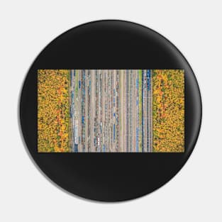 Autumn forest and railway depot top down aerial view Pin