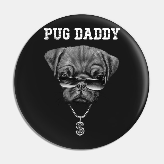 Pug Daddy Pin by Vincent Trinidad Art