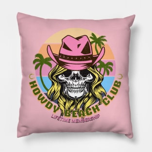 Howdy Cowgirl Skull Beach Club Pillow