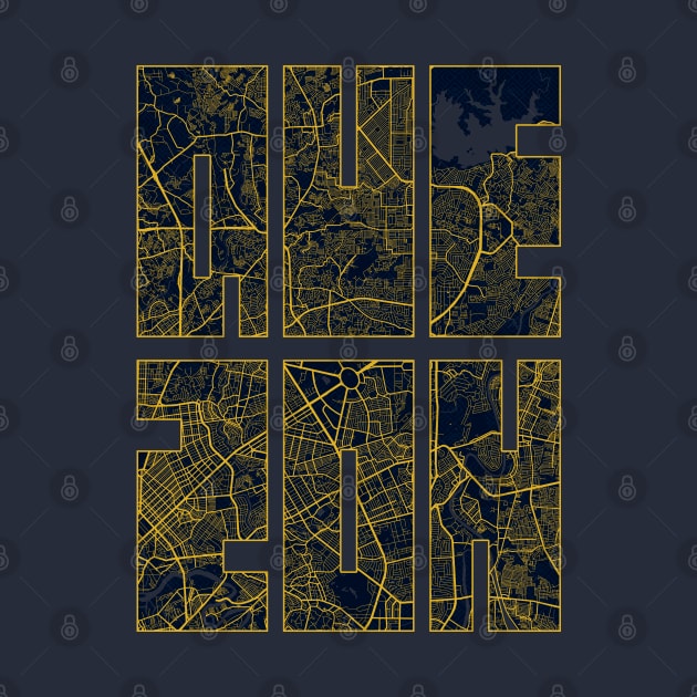 Quezon, Philippines City Map Typography - Gold Art Deco by deMAP Studio