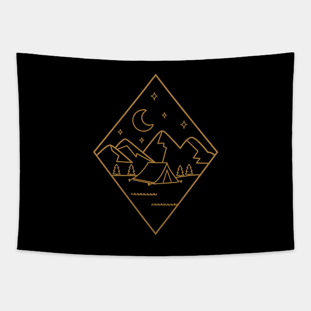 GEOMETRIC MOUNTAIN FOREST CAMPING HIKING Tapestry by JWOLF