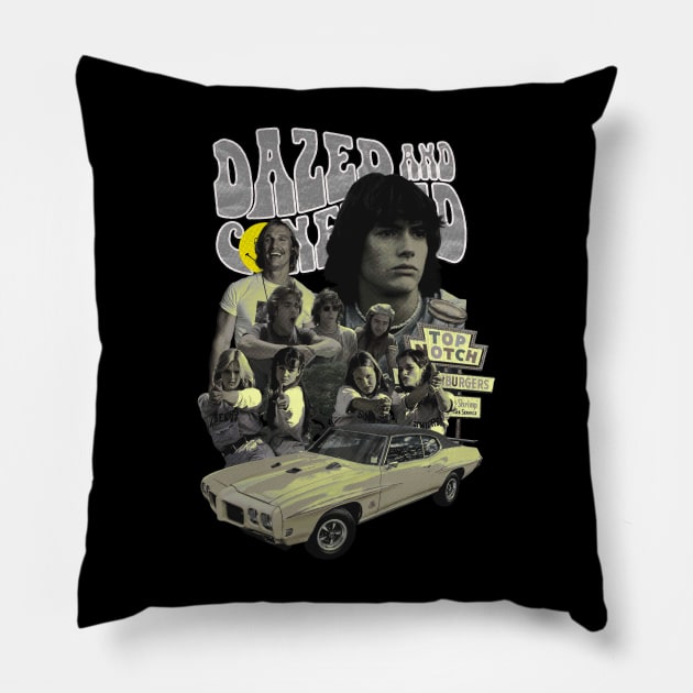 Dazed and Confused Classic Retro Grey Pillow by Krisna Pragos