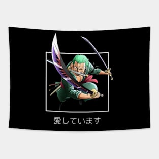 roronoa zoro with sword in action Tapestry