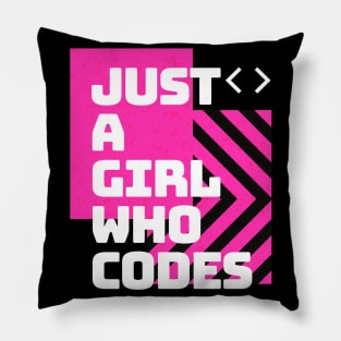 Just A Girl Who Codes Computer Geek Female Coder Pillow