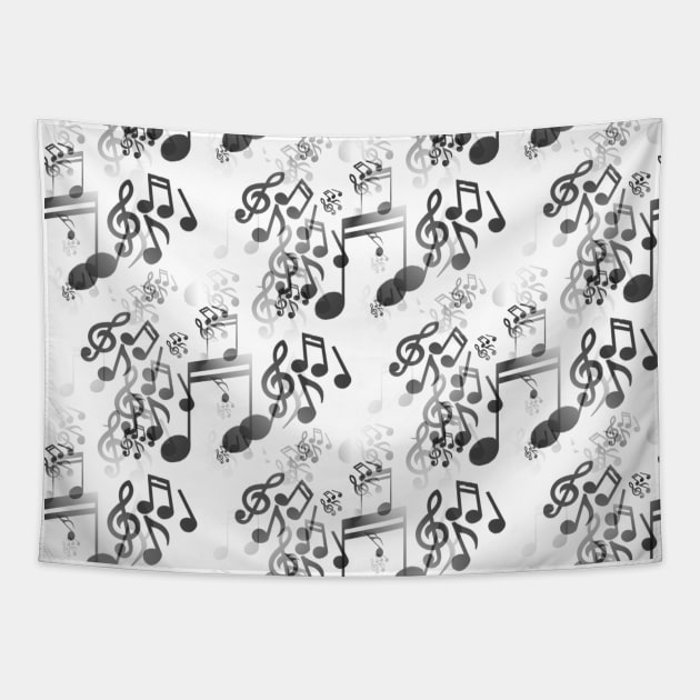 Black and White music notes Tapestry by CarolineArts
