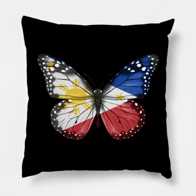 Filipino Flag  Butterfly - Gift for Filipino From Philippines Pillow by Country Flags