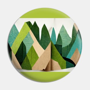 Green Mountaintops - Abstract Minimalism Papercraft Landscape Pin