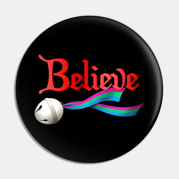 Believe Polysexual Pride Jingle Bell Pin by wheedesign