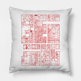 Beijing, China City Map Typography - Oriental Pillow