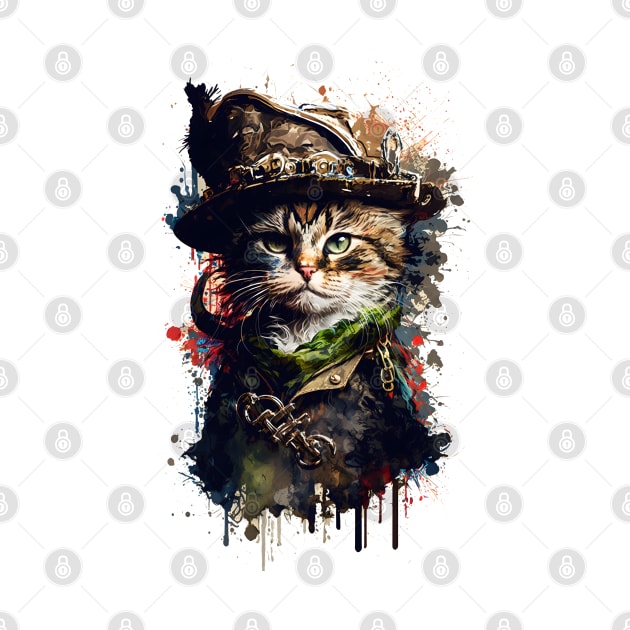 Pirate Cat Colorful Painting by ArtisticCorner