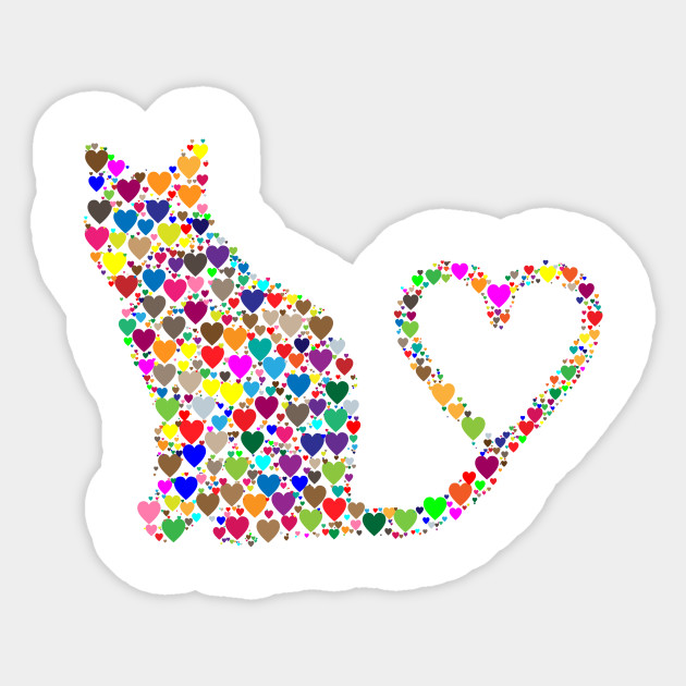 Cat Heart Cat Silhouette Heart Tail Petday Sticker Teepublic