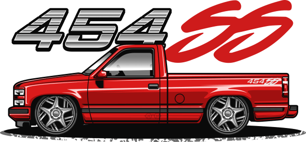 Chevy 454 SS Pickup Truck (Super Red) Kids T-Shirt by Jiooji Project