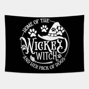 Home Of The Wicked Witch And Her Pack Of Dog Funny Halloween Tapestry