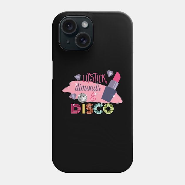 Lipstick Diamonds and Disco Phone Case by Spyder Art